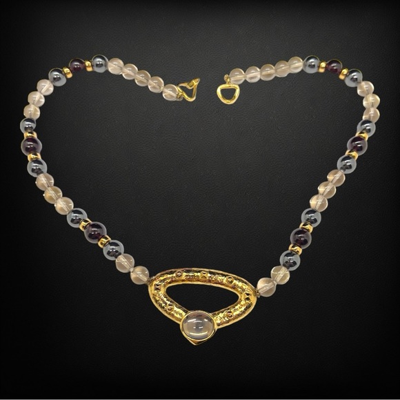 Rare Find Designer Kai-Yin Lo Gemstone Bead & Vermeil Sterling Pendant Necklace - Picture 4 of 9